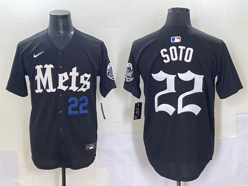 Men 2025 New York Mets #22 Soto Black Five generations Joint Name Nike MLB Jersey style 7